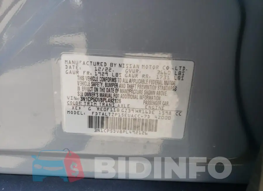 3N1CP5DV8PL492126 Photo# 14