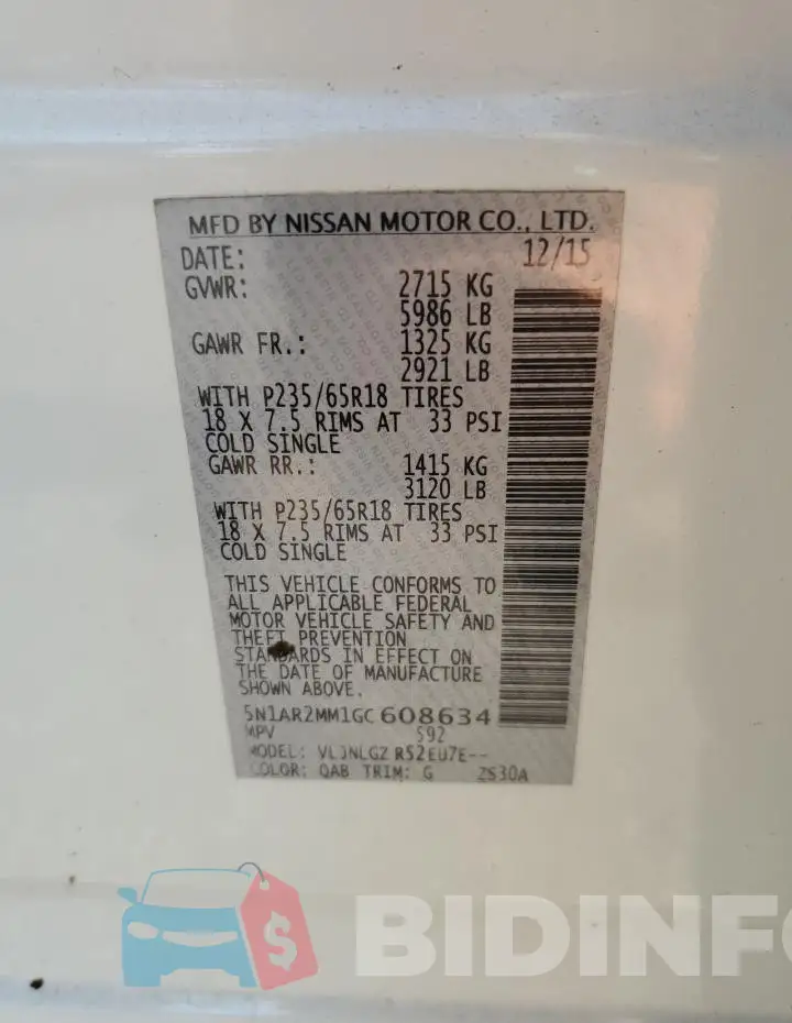 5N1AR2MM1GC608634 Photo# 13