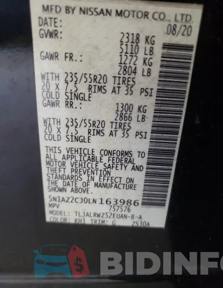 5N1AZ2CJ0LN163986 Photo# 13