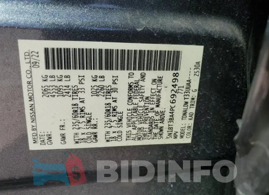 5N1BT3BA4PC692498 Photo# 13