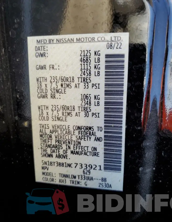 5N1BT3BB1NC733921 Photo# 13