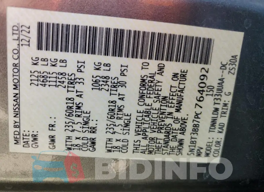 5N1BT3BB7PC764092 Photo# 14