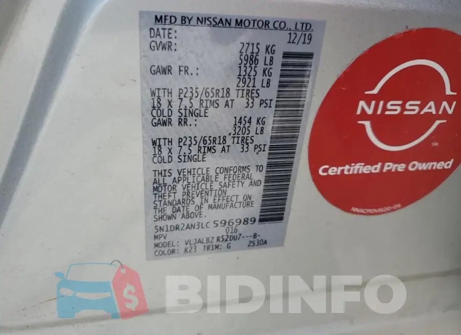 5N1DR2AN3LC596989 Photo# 13
