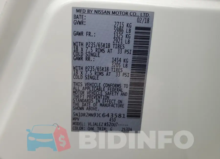 5N1DR2MN9JC643581 Photo# 13