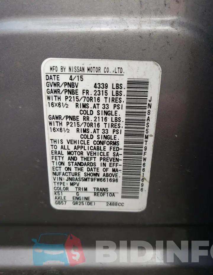 JN8AS5MT9FW661696 Photo# 12