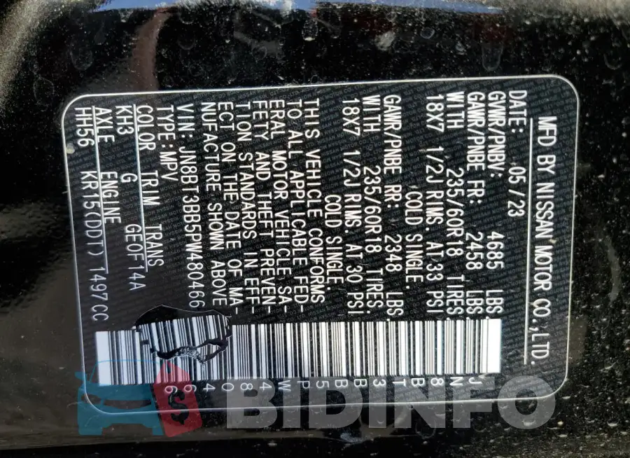 JN8BT3BB5PW480466 Photo# 13