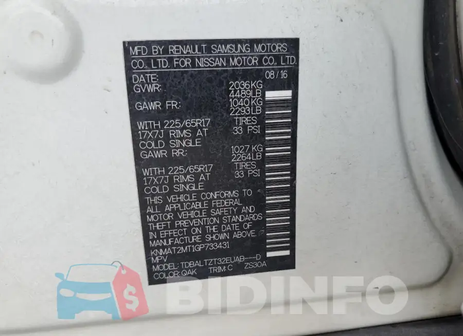 KNMAT2MT1GP733431 Photo# 14