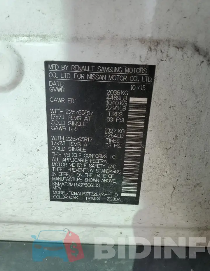 KNMAT2MT5GP606133 Photo# 13