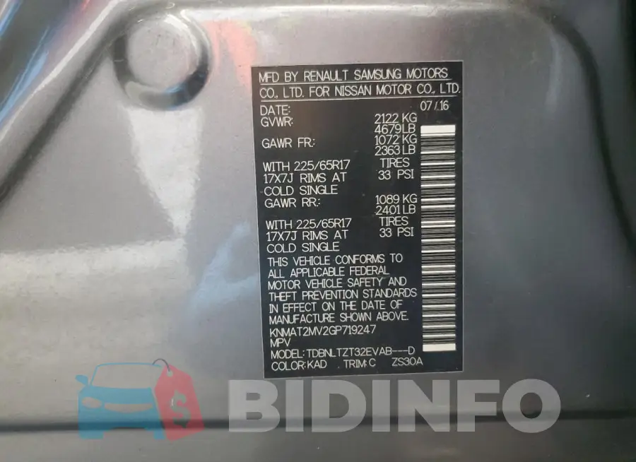 KNMAT2MV2GP719247 Photo# 13