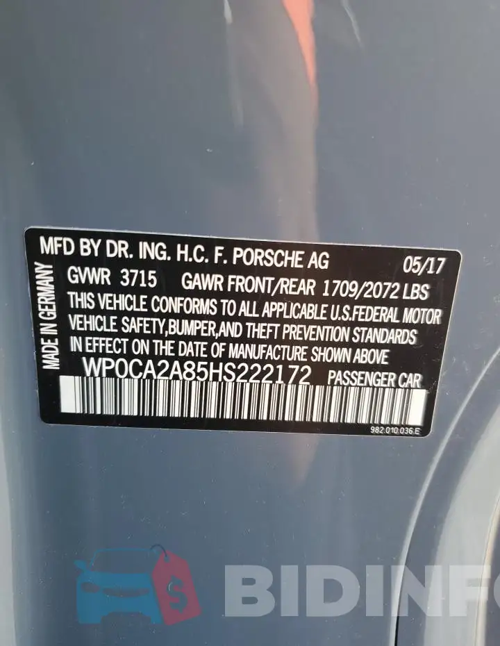 WP0CA2A85HS222172 Photo# 12