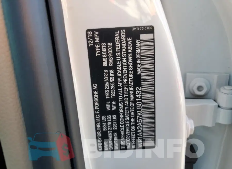 WP1AA2A57KLB01432 Photo# 13