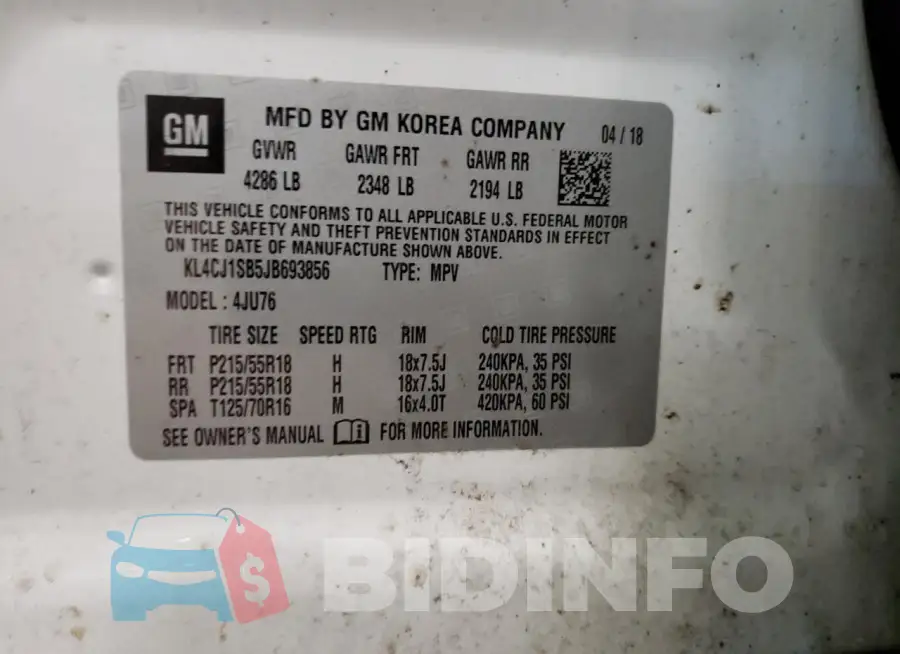 KL4CJ1SB5JB693856 Photo# 13