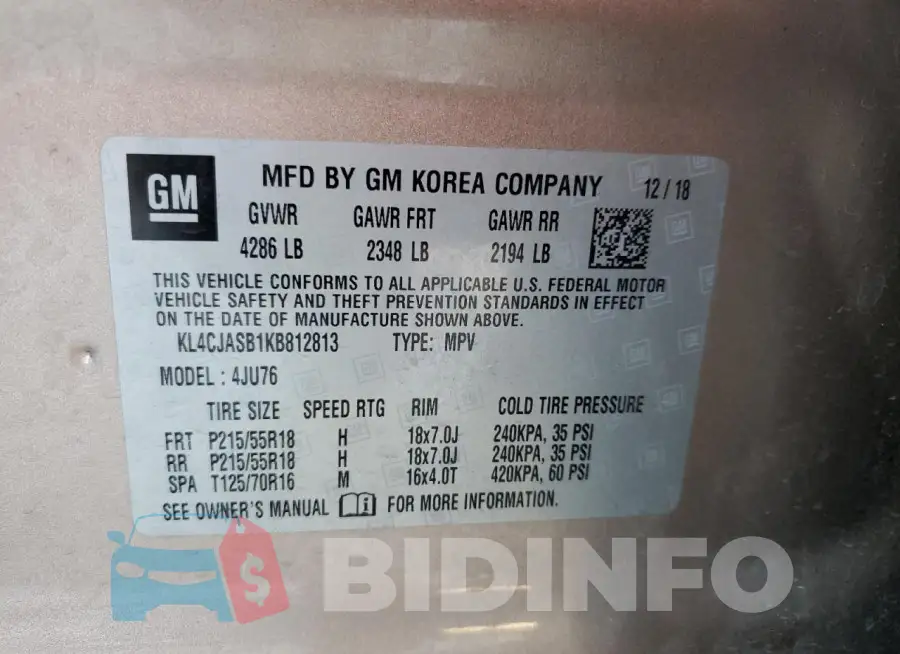 KL4CJASB1KB812813 Photo# 13