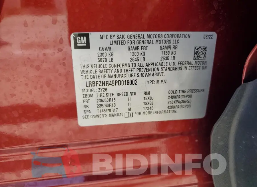 LRBFZNR49PD018002 Photo# 12
