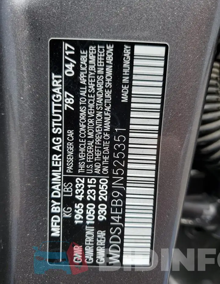 WDDSJ4EB9JN525351 Photo# 13