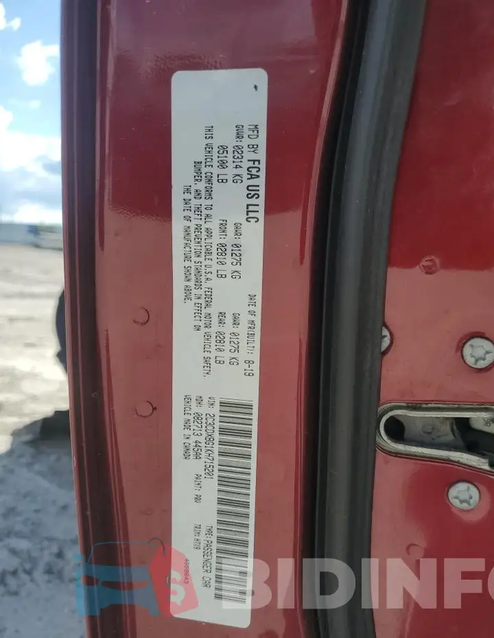 2C3CDXBG1KH715201 Photo# 12