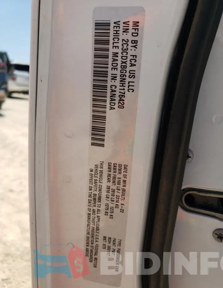 2C3CDXBG6NH176420 Photo# 12