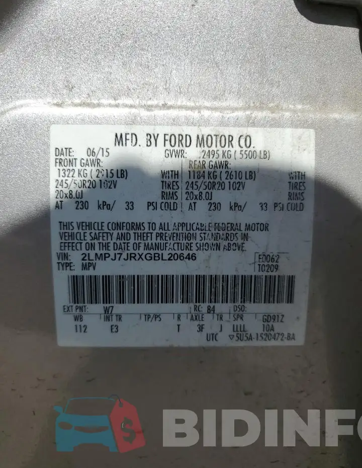 2LMPJ7JRXGBL20646 Photo# 14