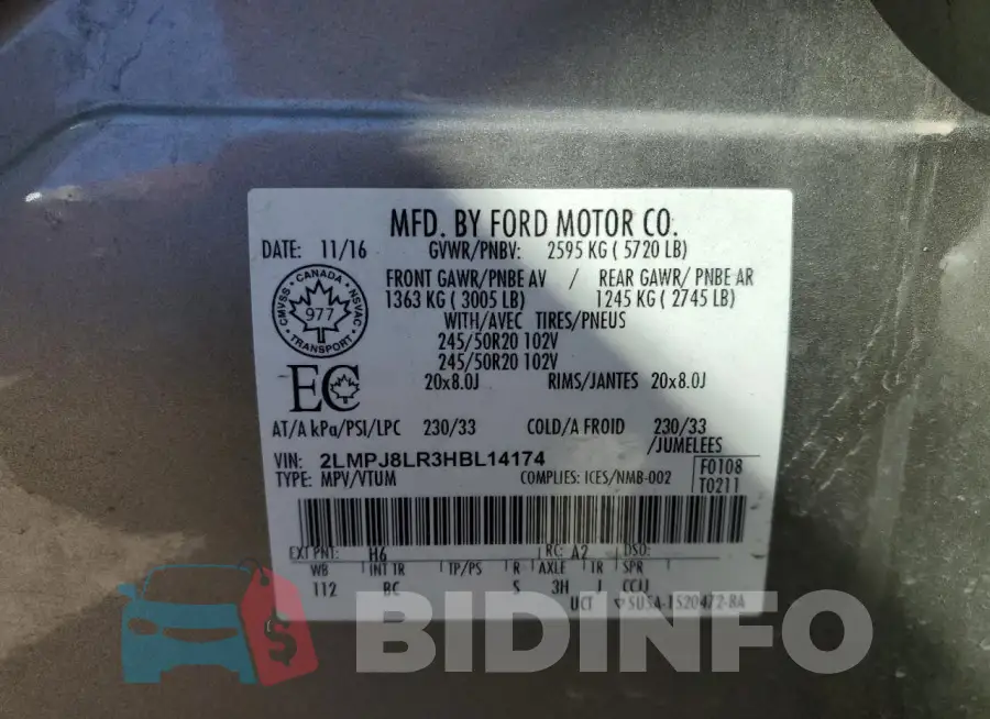 2LMPJ8LR3HBL14174 Photo# 12