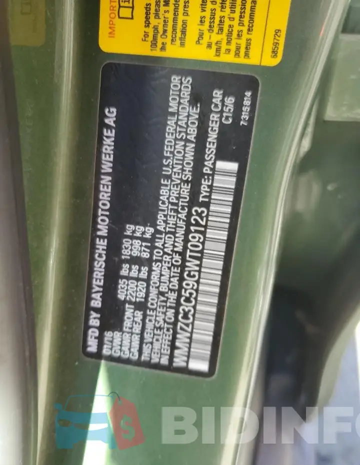 WMWZC3C59GWT09123 Photo# 12