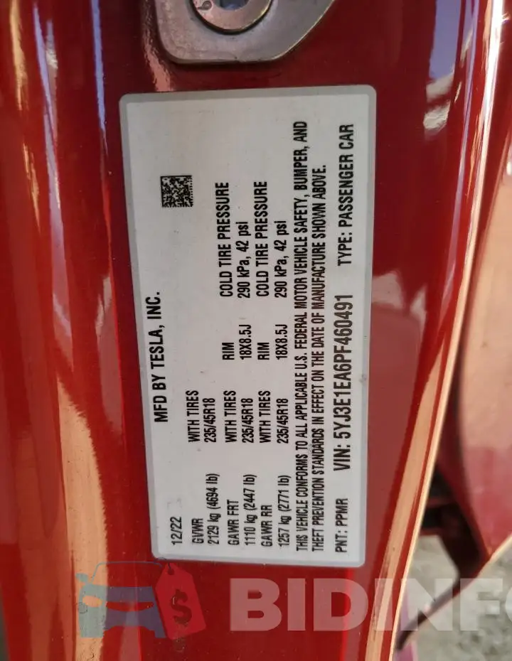 5YJ3E1EA6PF460491 Photo# 13