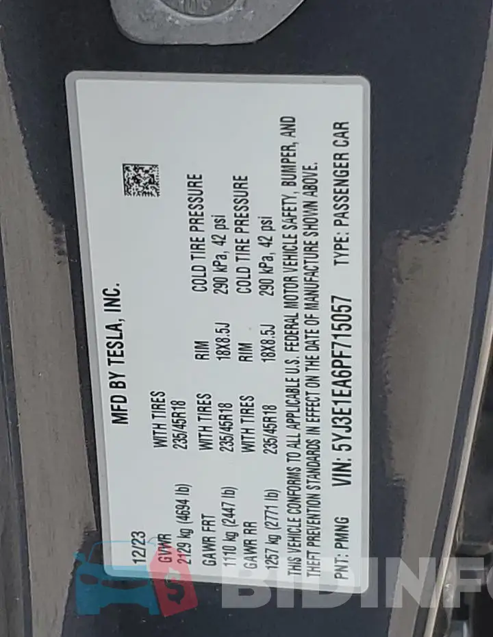 5YJ3E1EA6PF715057 Photo# 12