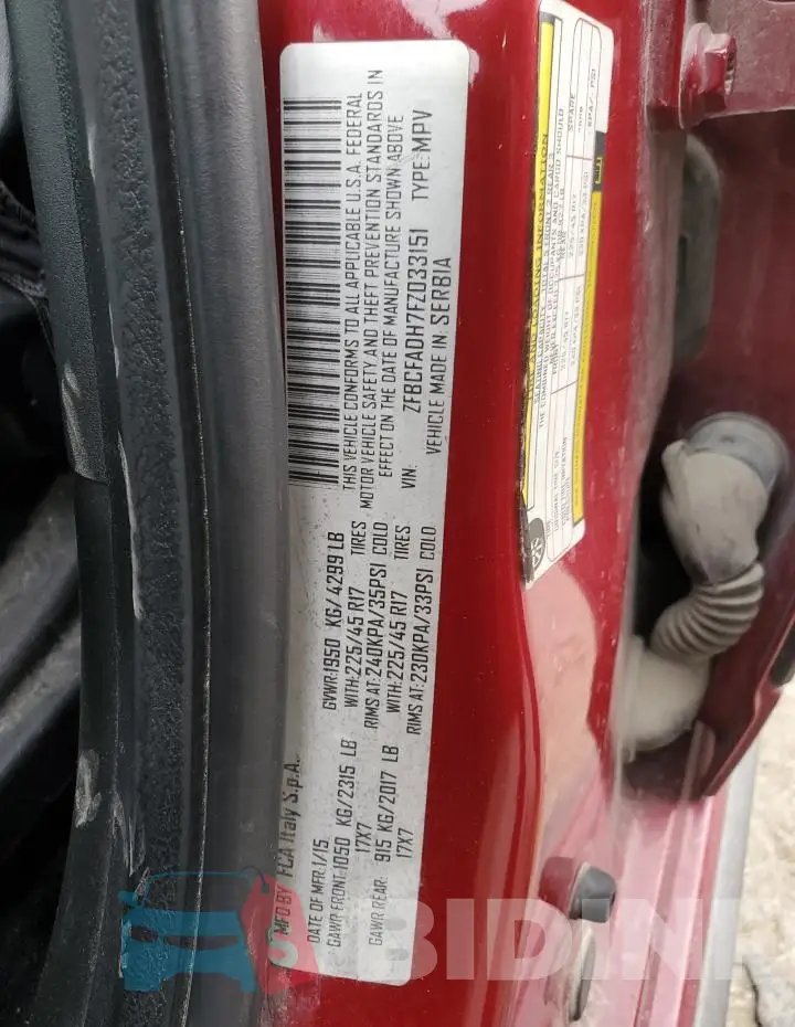 ZFBCFADH7FZ033151 Photo# 12