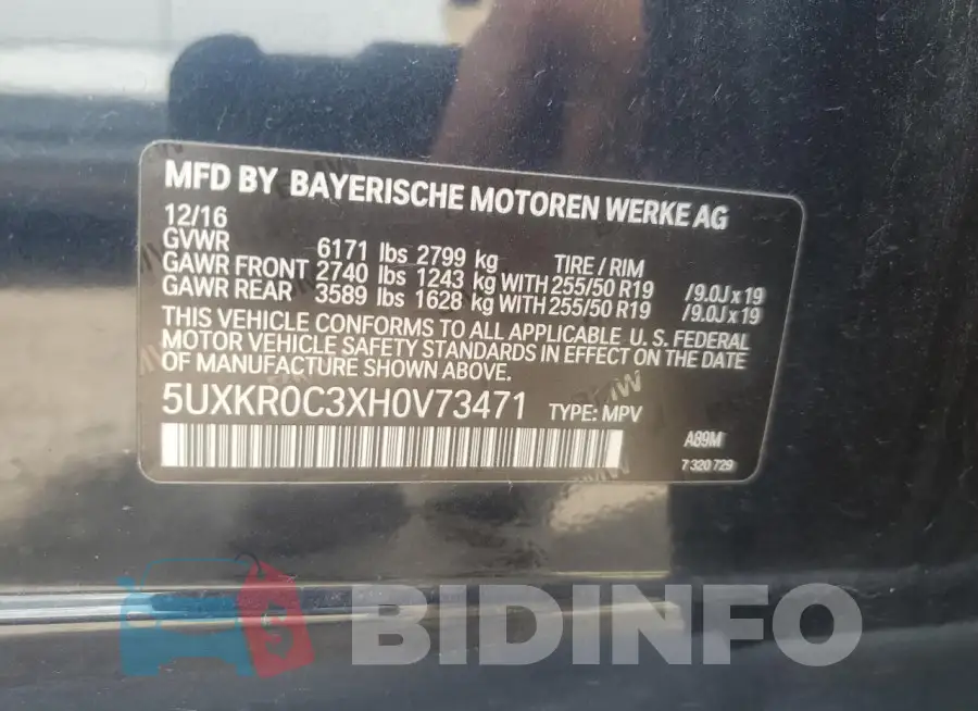 5UXKR0C3XH0V73471 Photo# 12