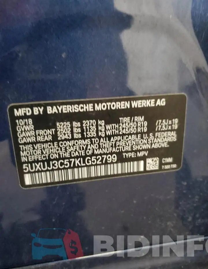 5UXUJ3C57KLG52799 Photo# 13