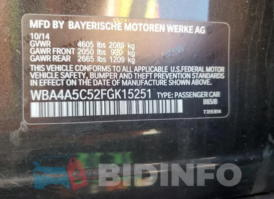 WBA4A5C52FGK15251 Photo# 12