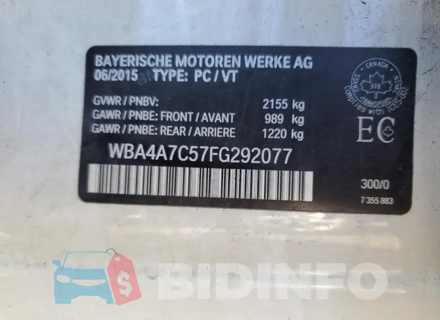 WBA4A7C57FG292077 Photo# 12