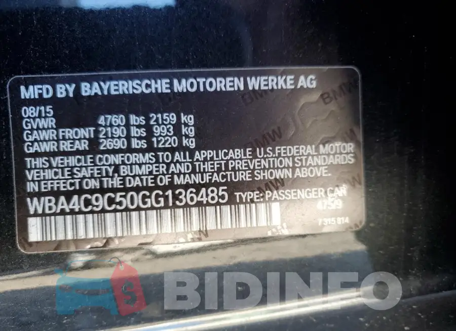 WBA4C9C50GG136485 Photo# 12