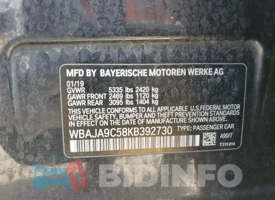 WBAJA9C58KB392730 Photo# 12