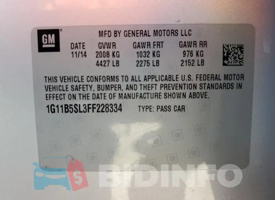 1G11B5SL3FF228334 Photo# 12