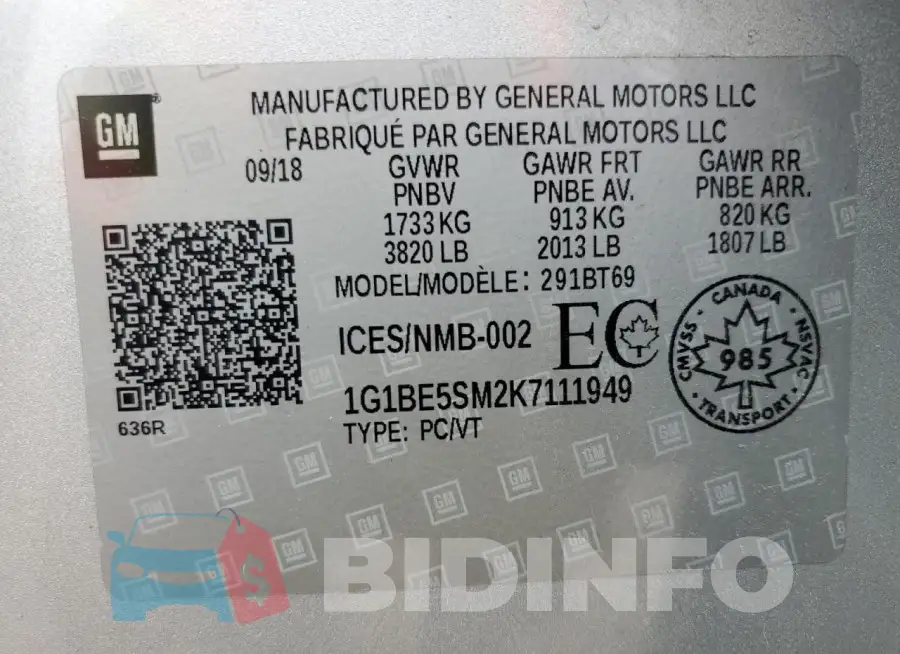 1G1BE5SM2K7111949 Photo# 13