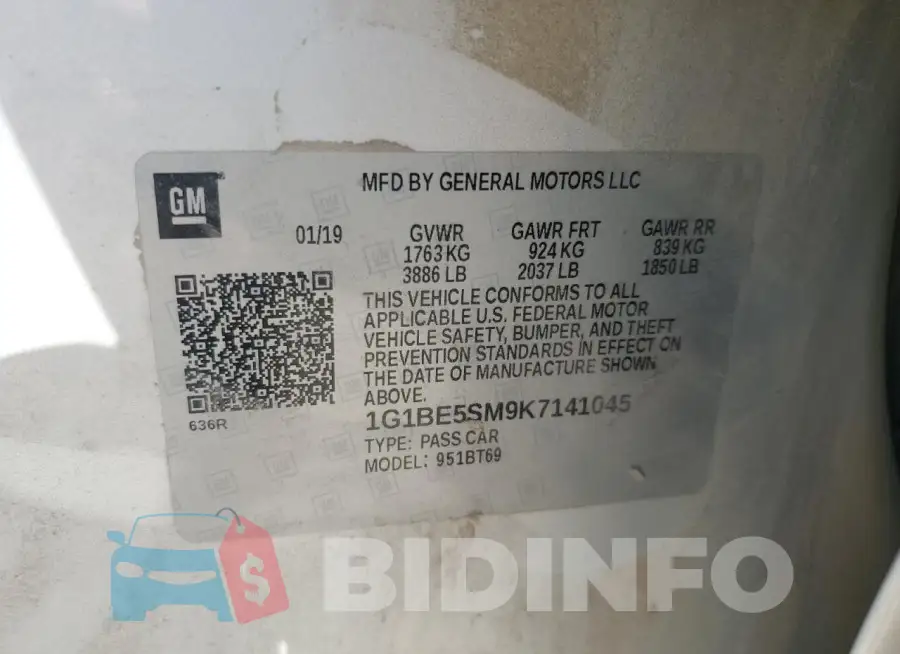 1G1BE5SM9K7141045 Photo# 12