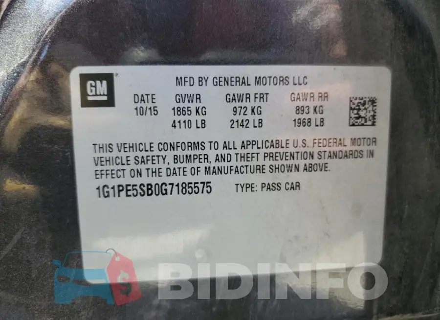 1G1PE5SB0G7185575 Photo# 13