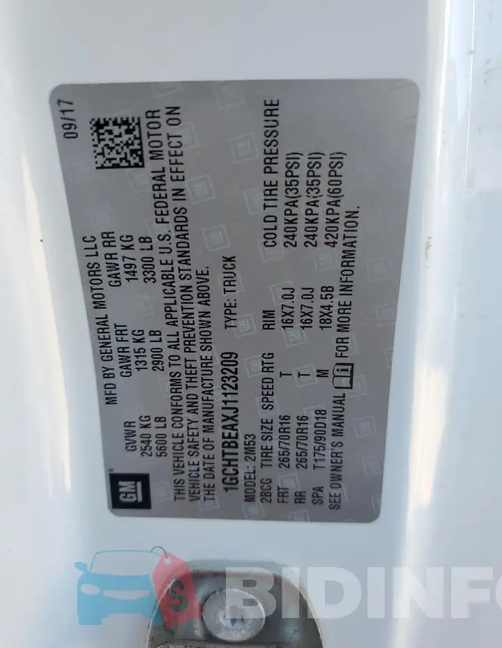 1GCHTBEAXJ1123209 Photo# 12