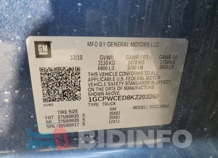 1GCPWCED8KZ203260 Photo# 12