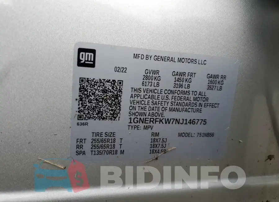 1GNERFKW7NJ146775 Photo# 13
