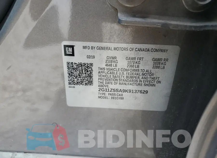 2G11Z5SA9K9137629 Photo# 12