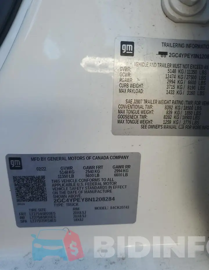 2GC4YPEY8N1208284 Photo# 12