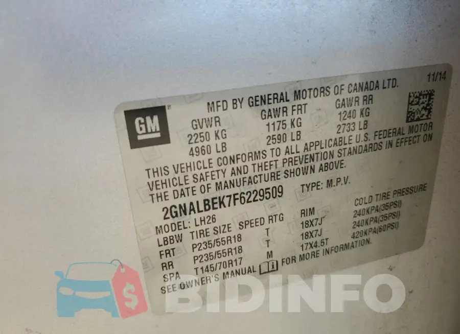 2GNALBEK7F6229509 Photo# 13