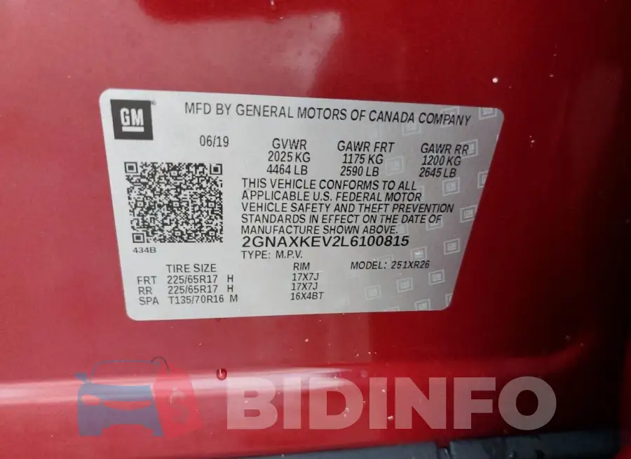 2GNAXKEV2L6100815 Photo# 13