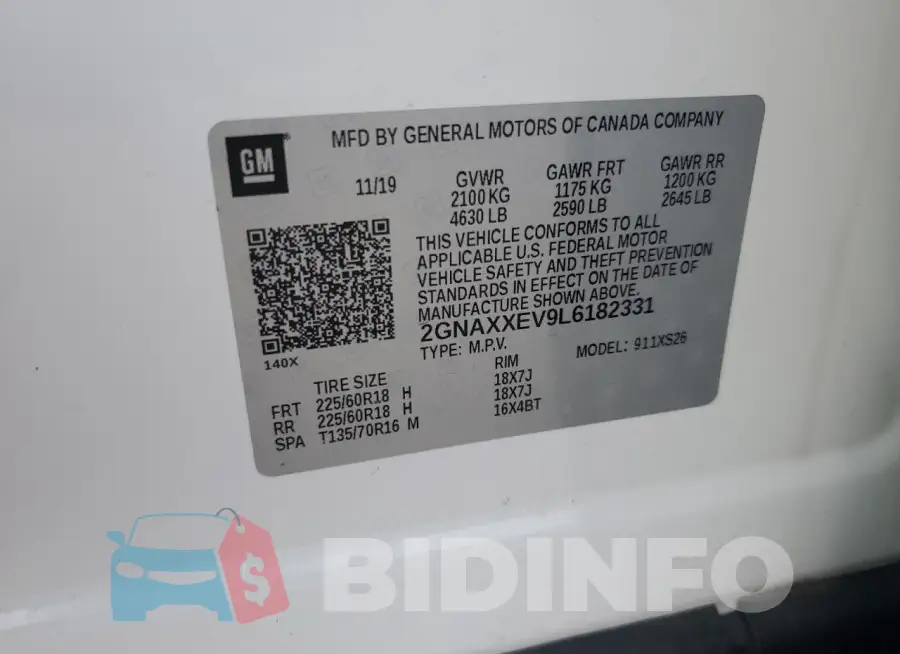 2GNAXXEV9L6182331 Photo# 13