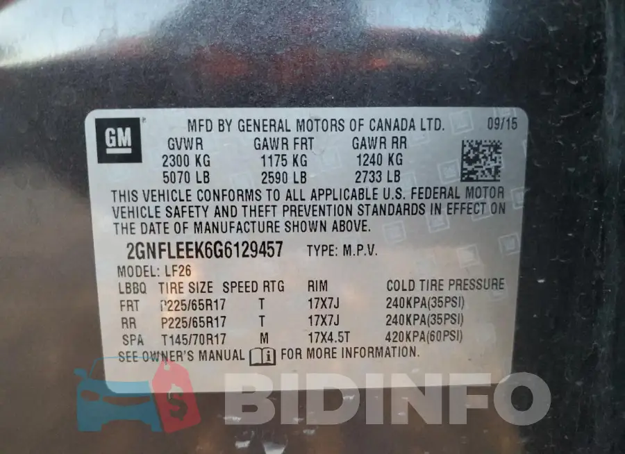 2GNFLEEK6G6129457 Photo# 13