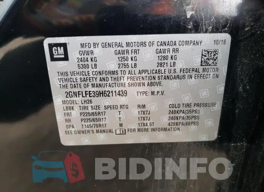 2GNFLFE39H6211439 Photo# 13