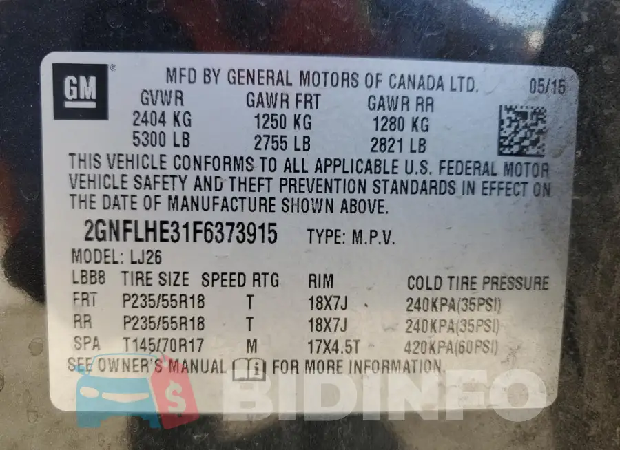 2GNFLHE31F6373915 Photo# 13
