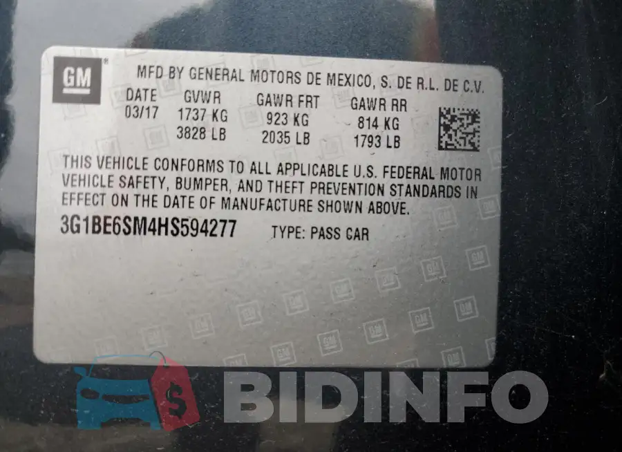 3G1BE6SM4HS594277 Photo# 12