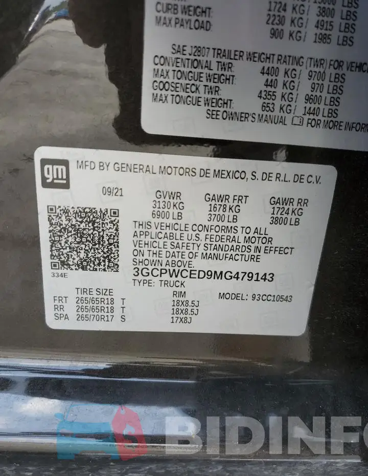 3GCPWCED9MG479143 Photo# 12